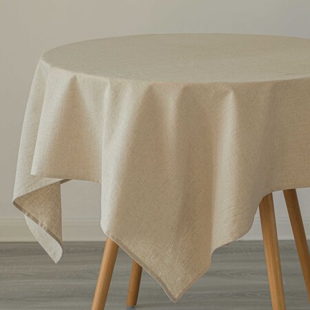 Deerlux 100% Pure Linen Washable Tablecloth Solid Color, 52 x 52 Square Natural QI003989.5252.NC